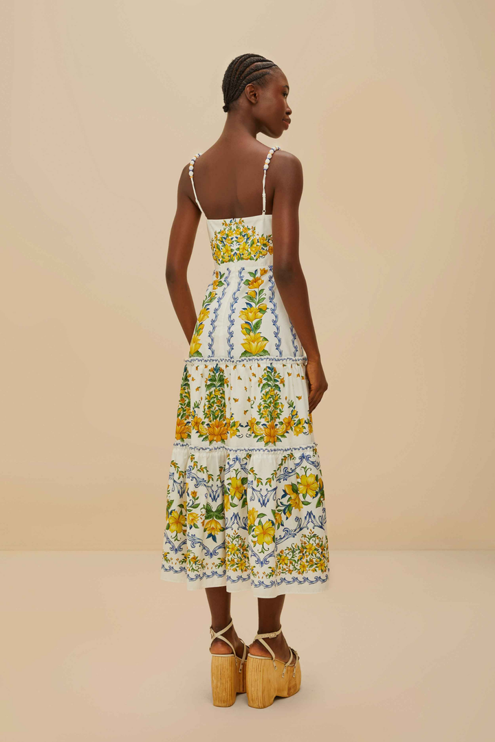 FARM RIO | SICILY OFF-WHITE MIDI DRESS