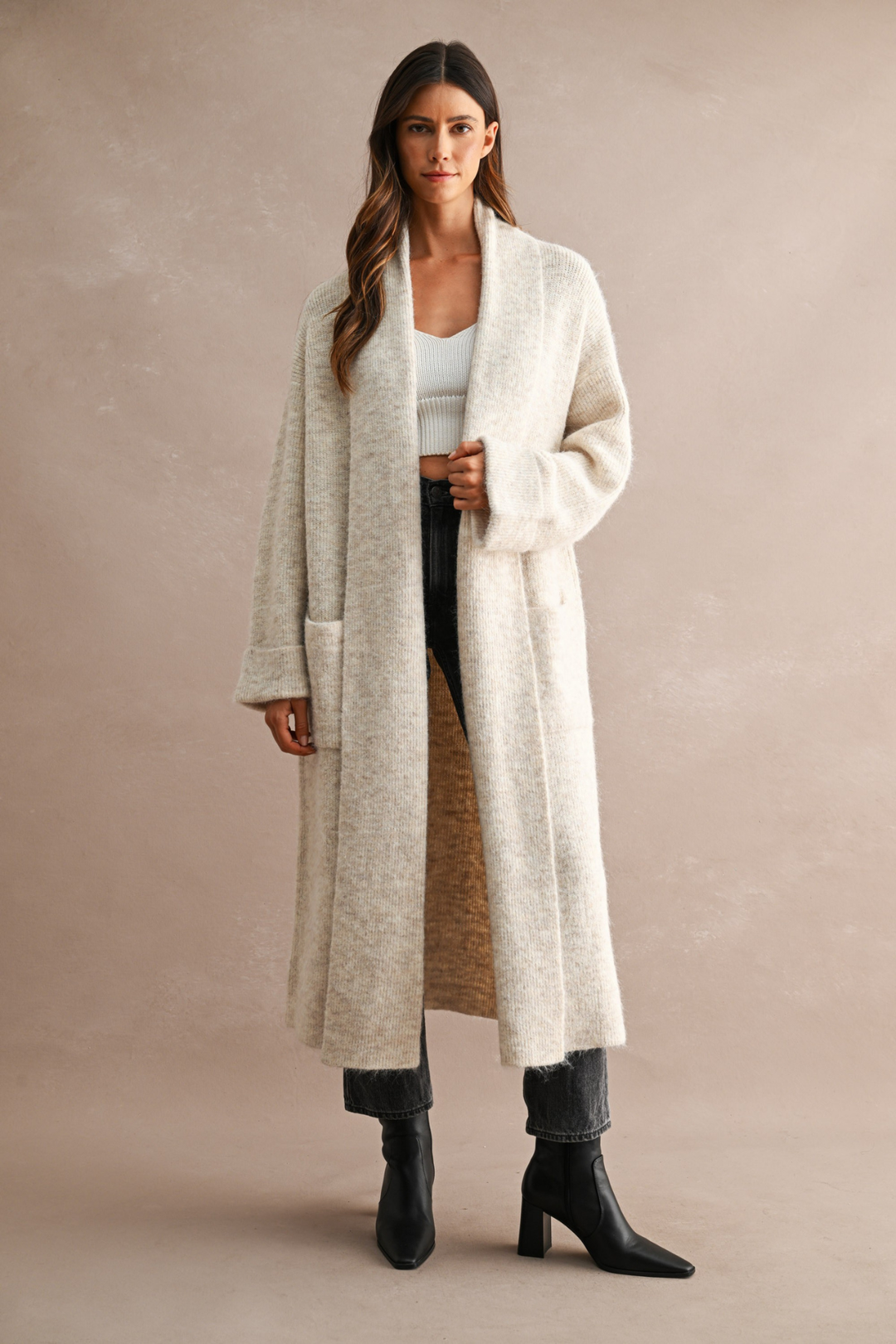 Longline Open Front Cardigan
