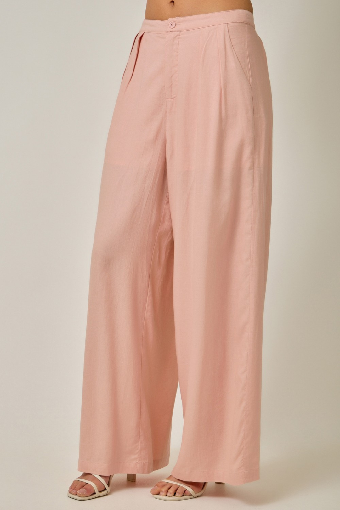 Blush Linen Pleated Pant