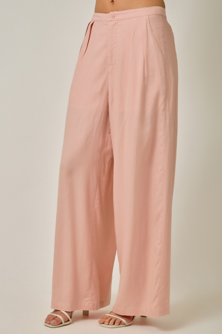 Blush Linen Pleated Pant