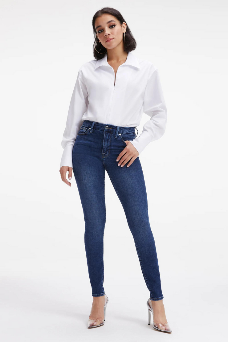 Good American Zip Front Poplin Bodysuit