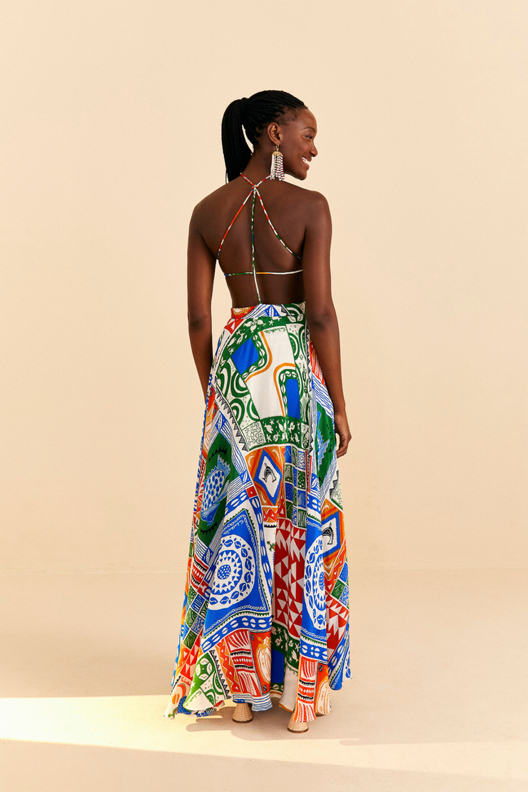 Farm Rio Off-White Pitta Colors Maxi Dress