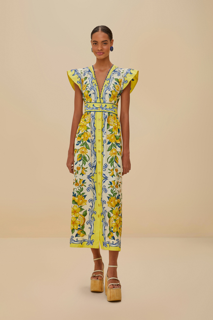 FARM RIO | SICILY SCARF OFF-WHITE MAXI DRESS