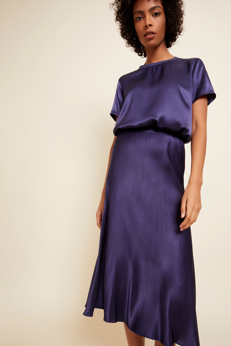 NATION Marie Boxy Crop- Navy