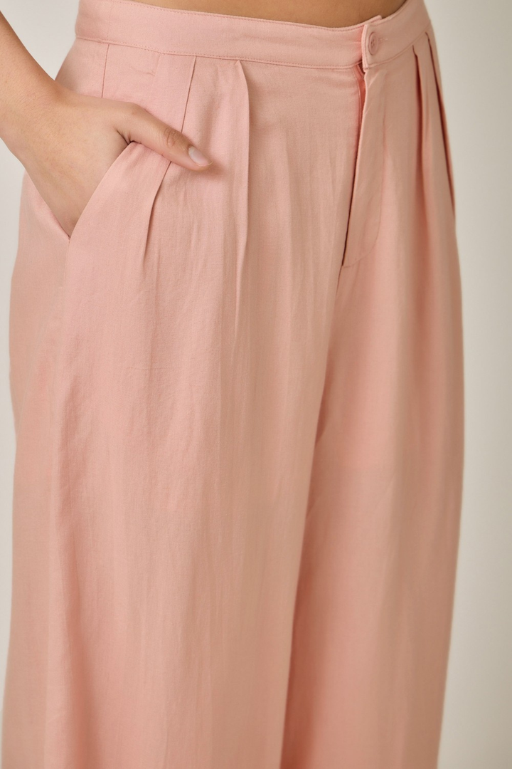 Blush Linen Pleated Pant