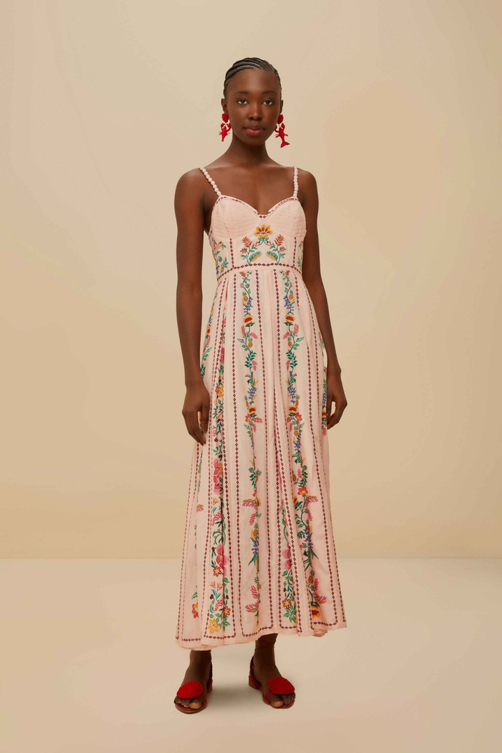 FARM RIO | DELICATE FOREST PINK MAXI DRESS