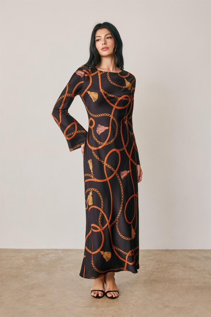 Satin Bell Sleeve Dress
