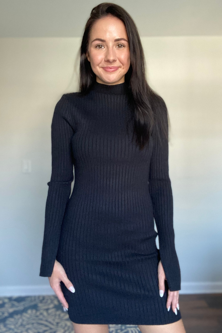 Liana Ribbed Sweater Mini Dress