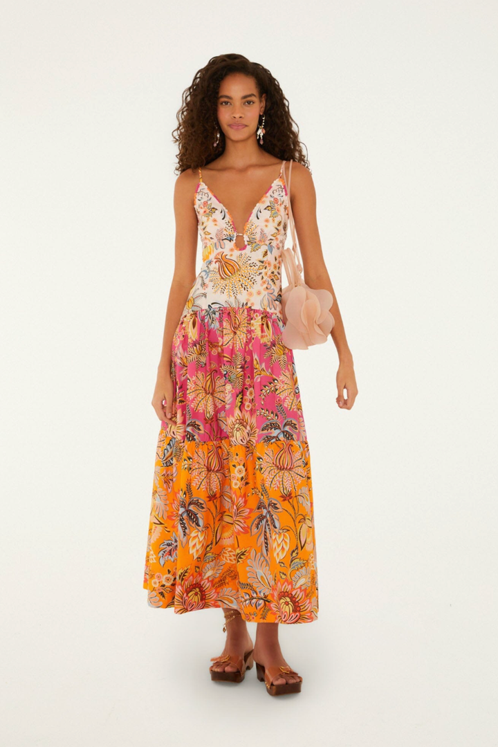 FARM RIO | LIGIA MIX MAXI DRESS