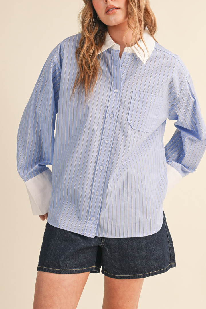 Contrast Over Size Shirt