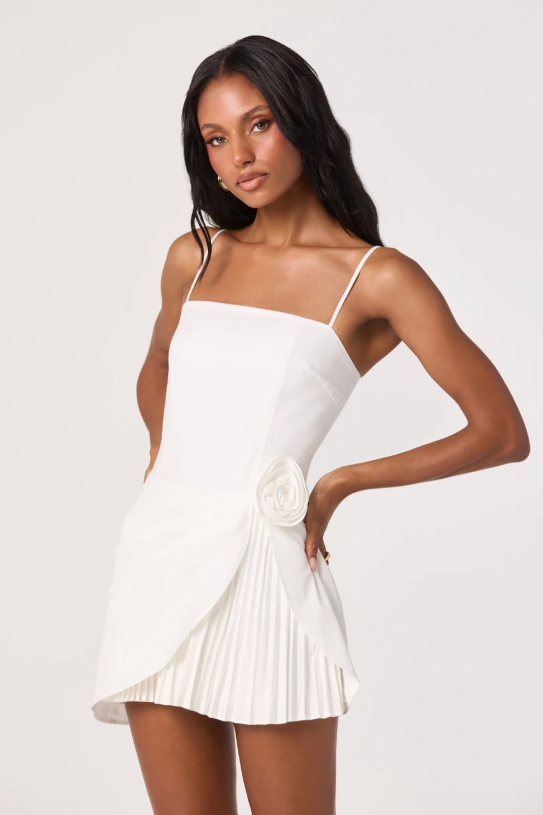 ASTR the Label | Blake Pleated Mini Dress in White