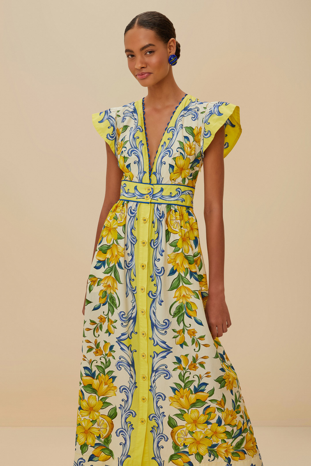 FARM RIO | SICILY SCARF OFF-WHITE MAXI DRESS