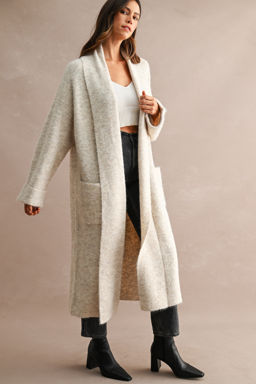 Longline Open Front Cardigan