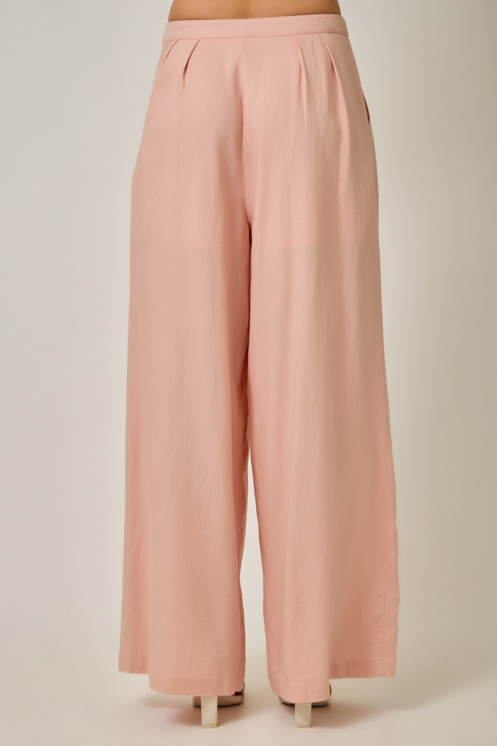 Blush Linen Pleated Pant
