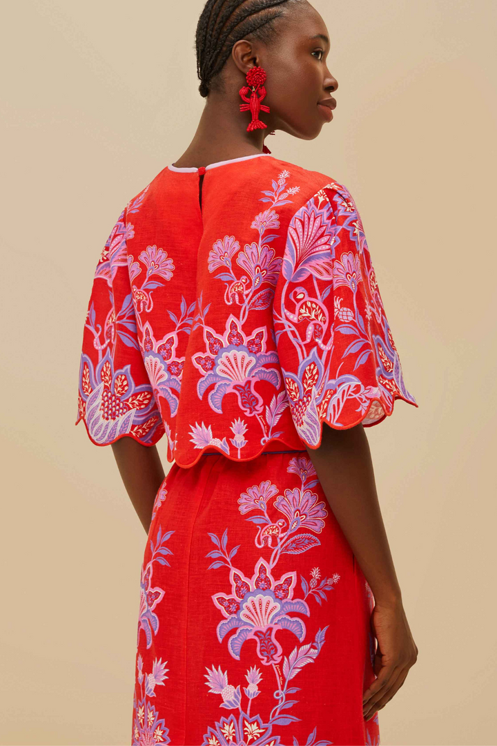 FARM RIO | PORCELAIN GARDEN RED BLOUSE