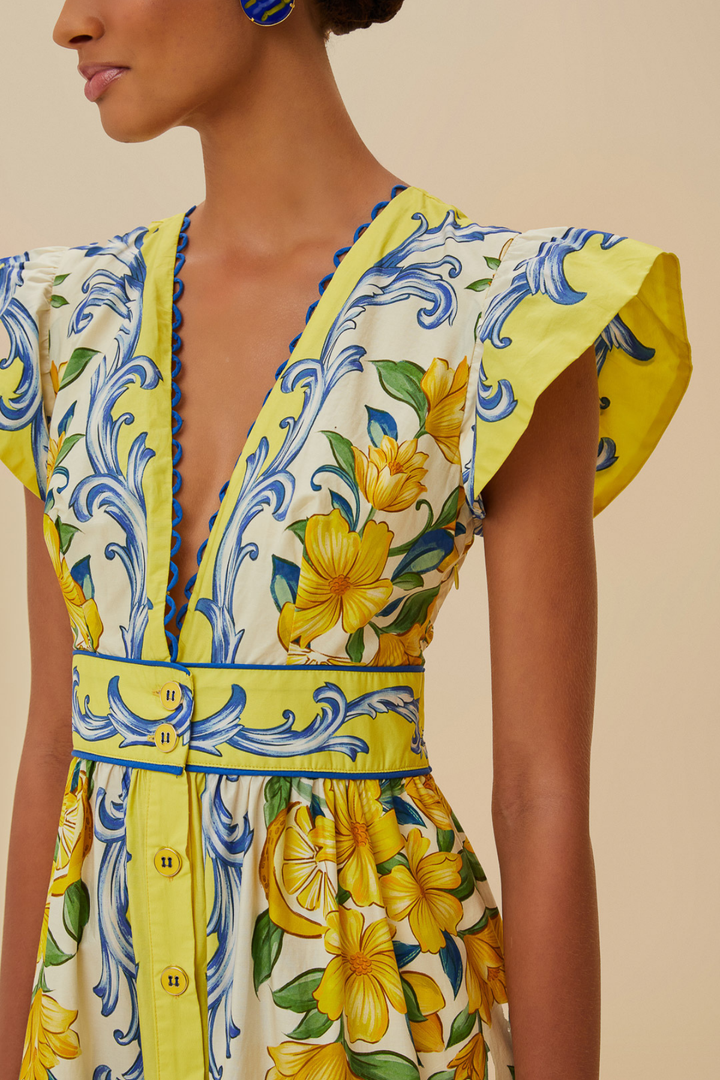 FARM RIO | SICILY SCARF OFF-WHITE MAXI DRESS