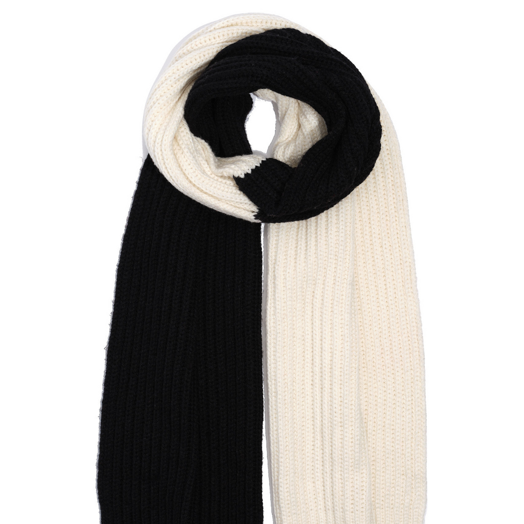 ECHO| Colorblock Rib Scarf- Black/Cream