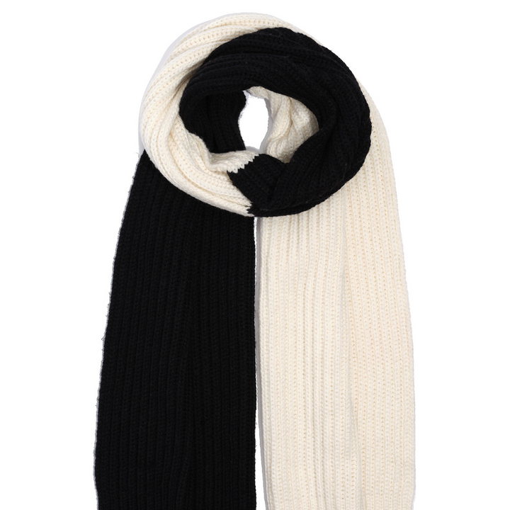 ECHO| Colorblock Rib Scarf- Black/Cream
