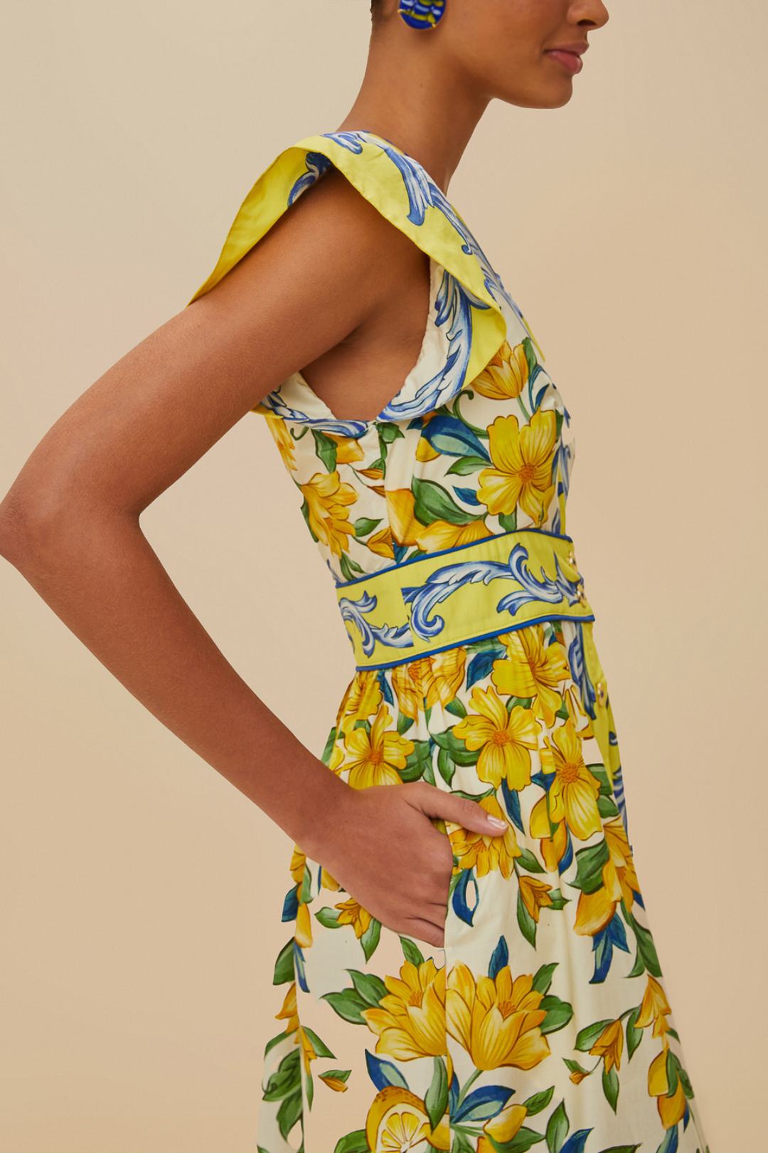 FARM RIO | SICILY SCARF OFF-WHITE MAXI DRESS