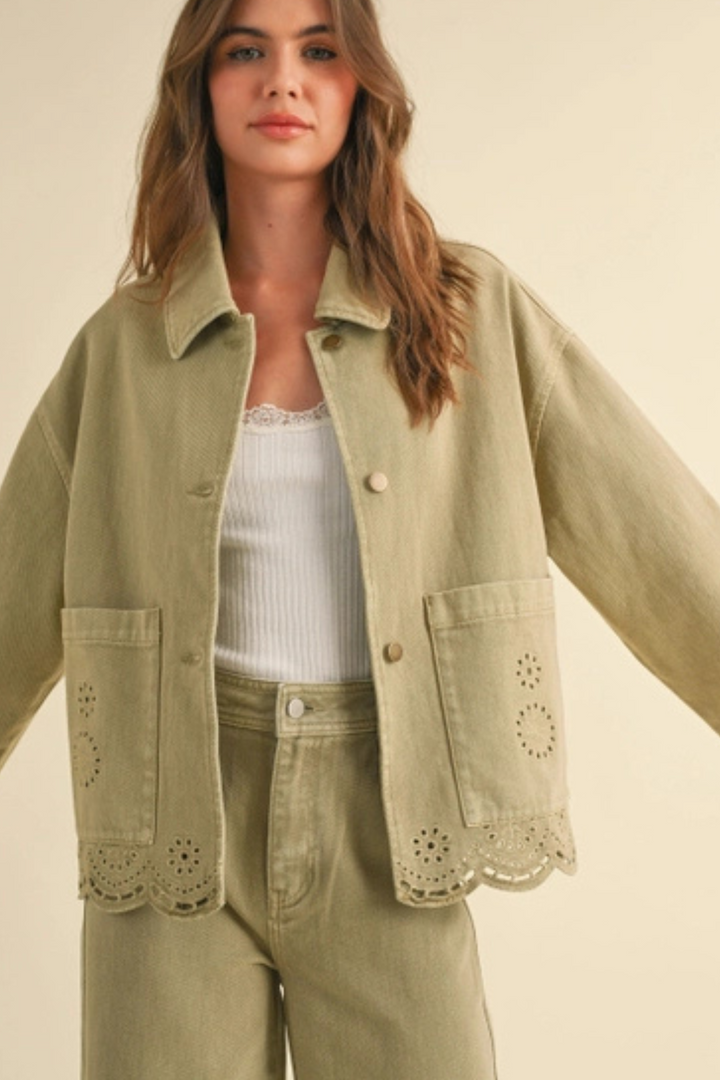 Olive Embroidered Jacket
