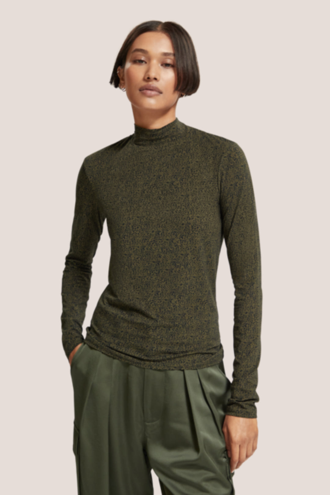 SCOTCH & SODA | Printed Mockneck Longsleeve