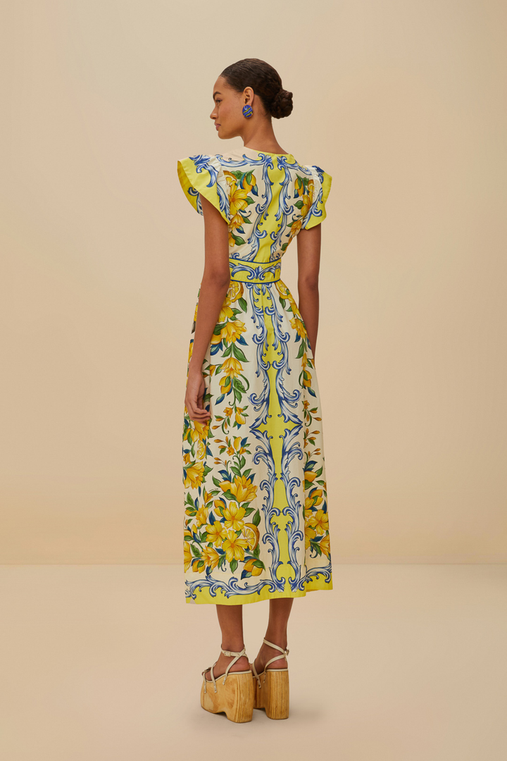 FARM RIO | SICILY SCARF OFF-WHITE MAXI DRESS
