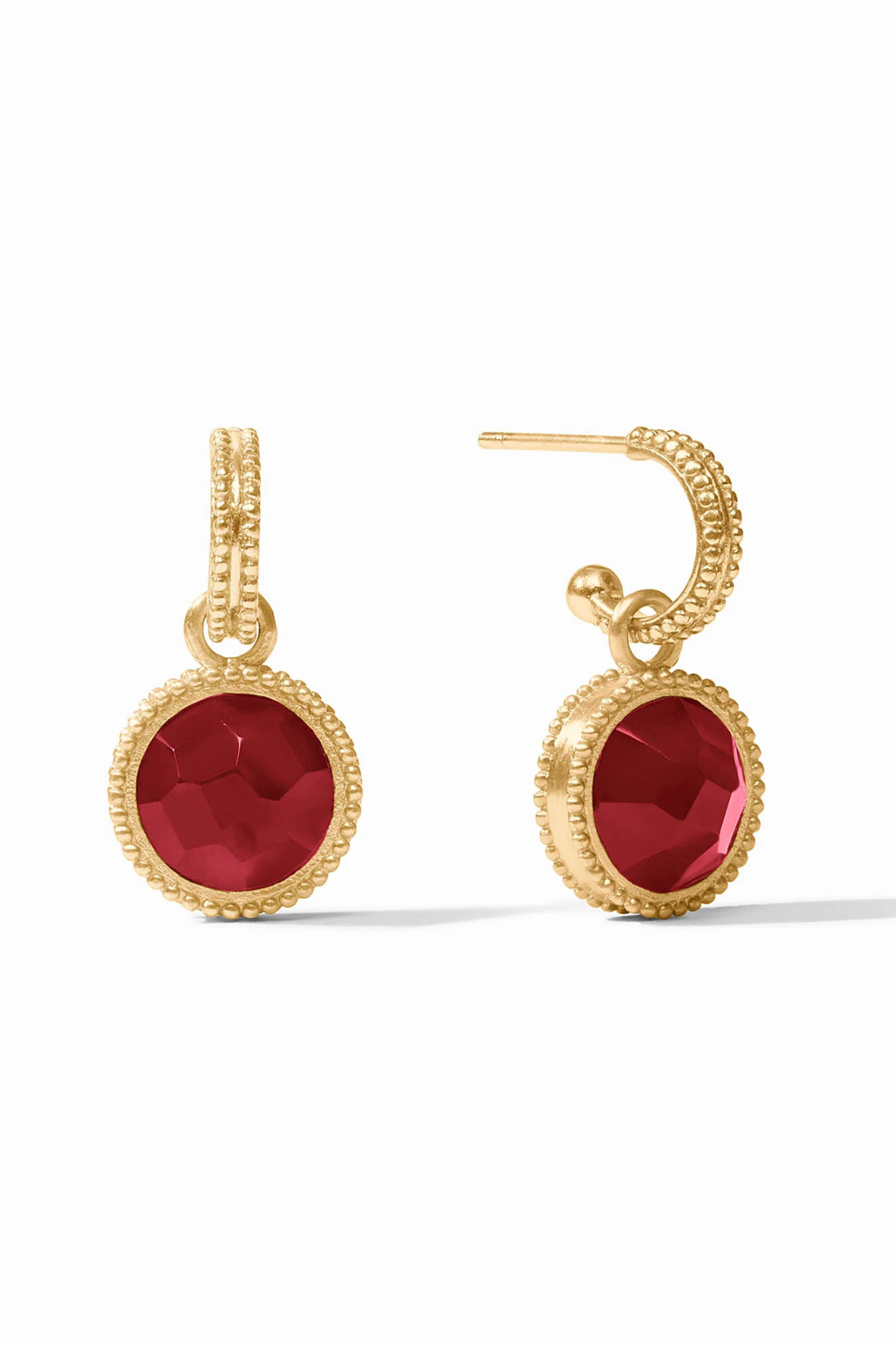 Julie Vos | Fleur-de-lis Hoop & Charm Earring - Iridescent Ruby Red
