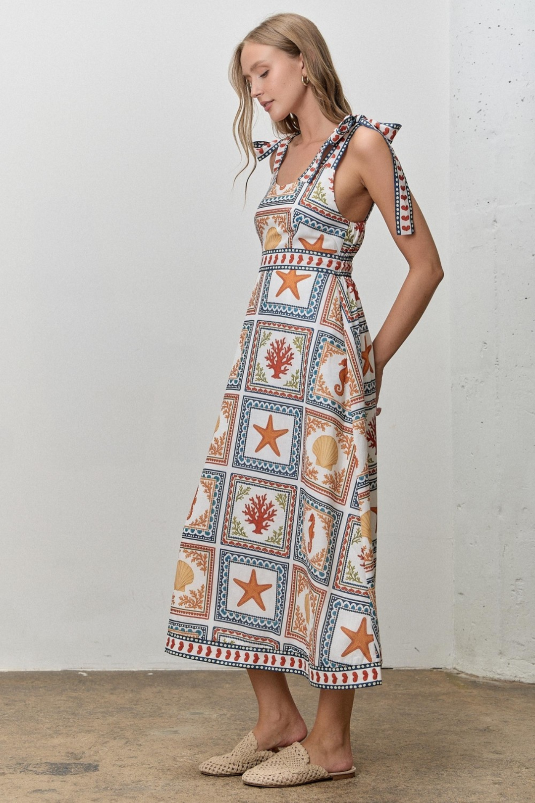 Beach Tie Strap Midi Dress