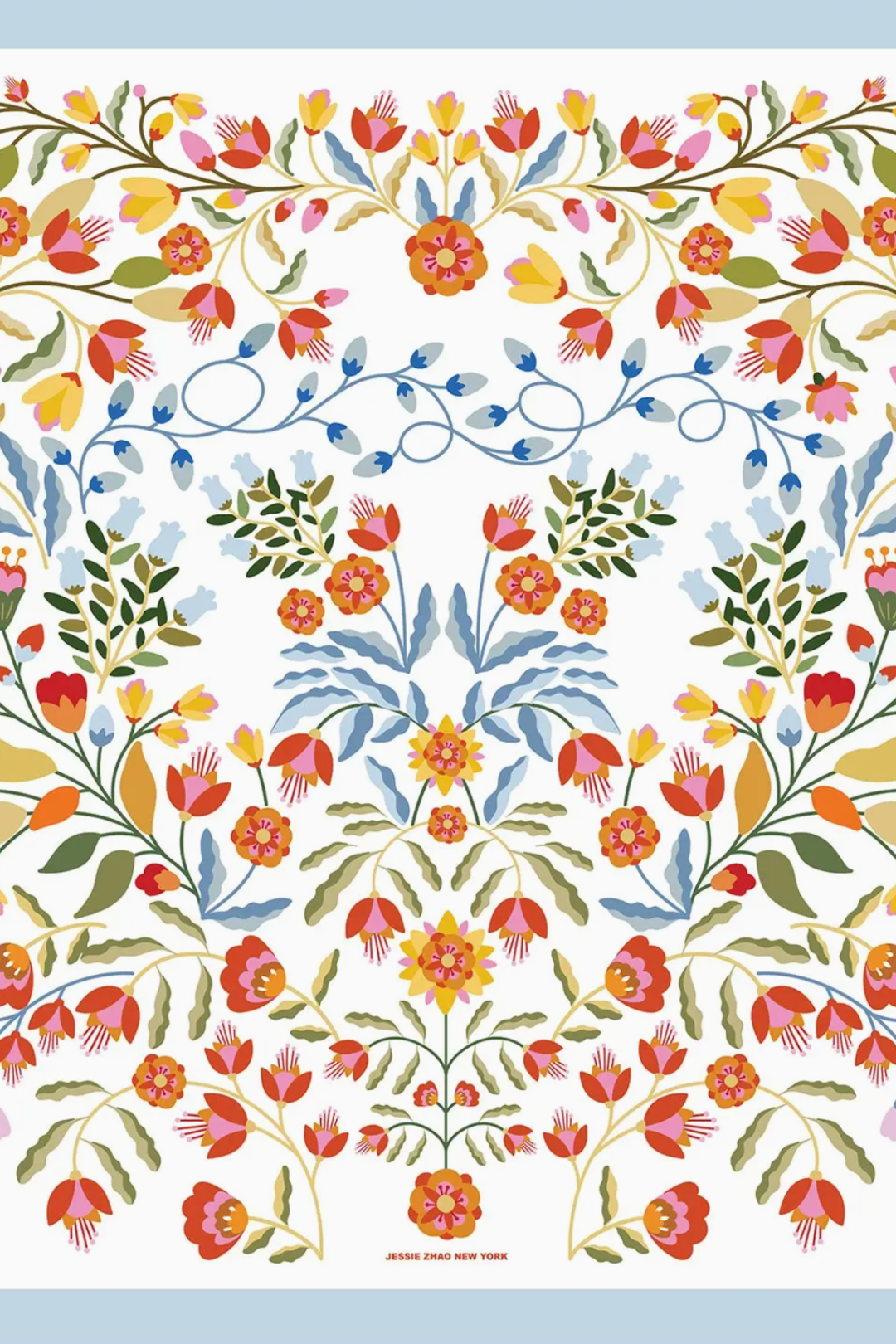 Porcelain Jardin Double Sided Silk Scarf