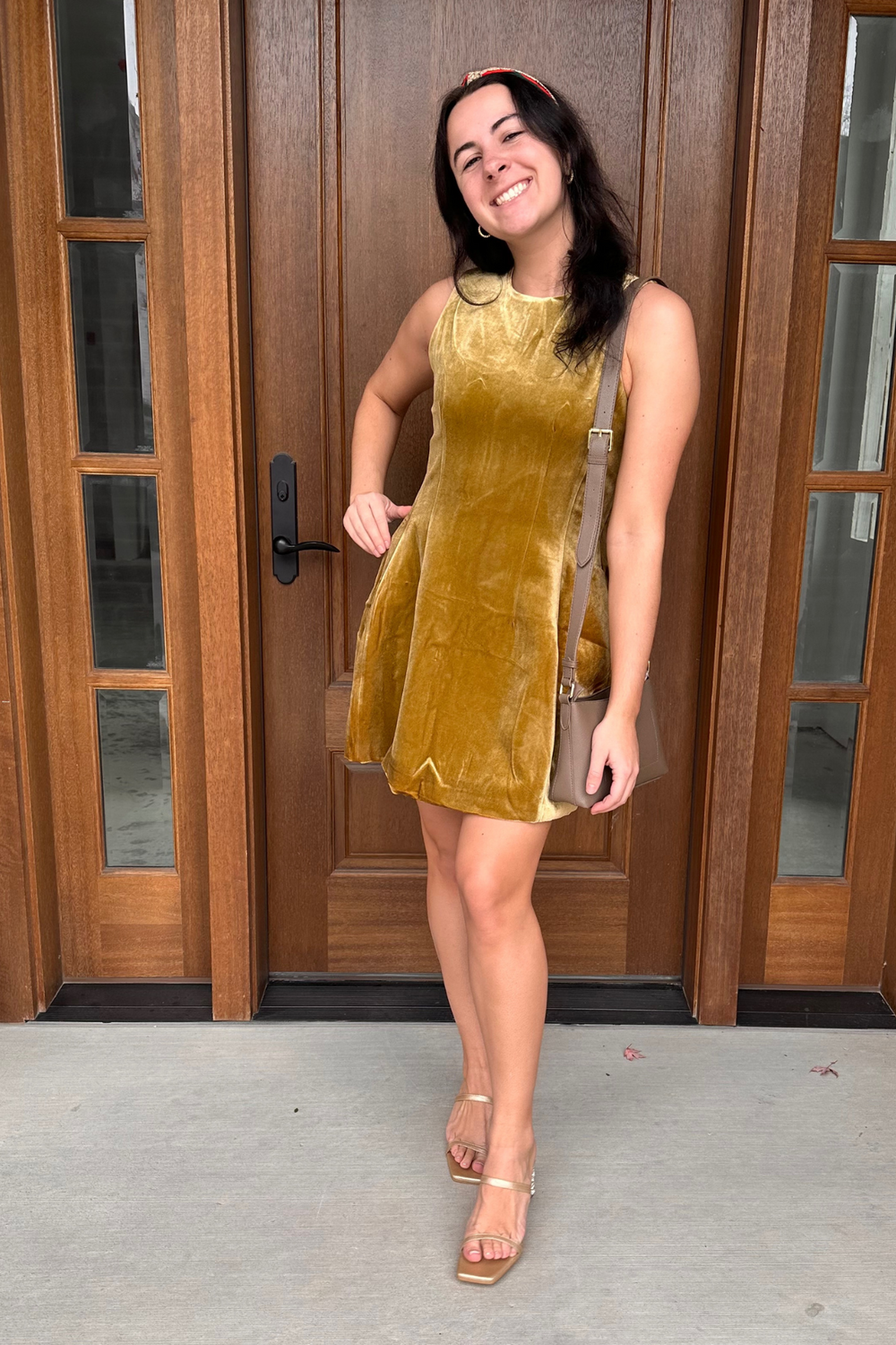 Velvet pleated cocktail dress