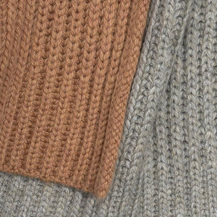 ECHO | Colorbblock Rib Scarf- Camel/ Gray