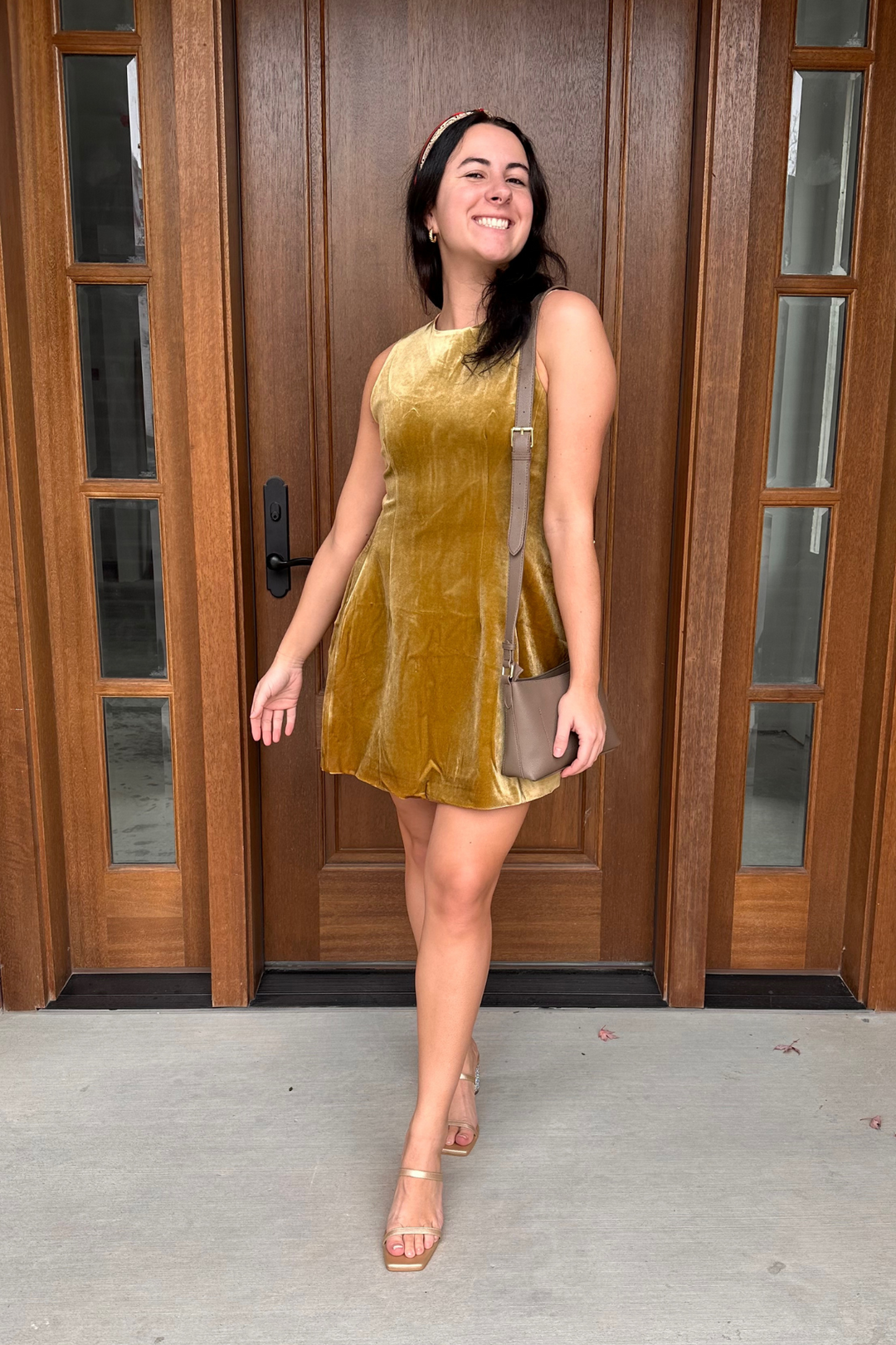 Velvet pleated cocktail dress