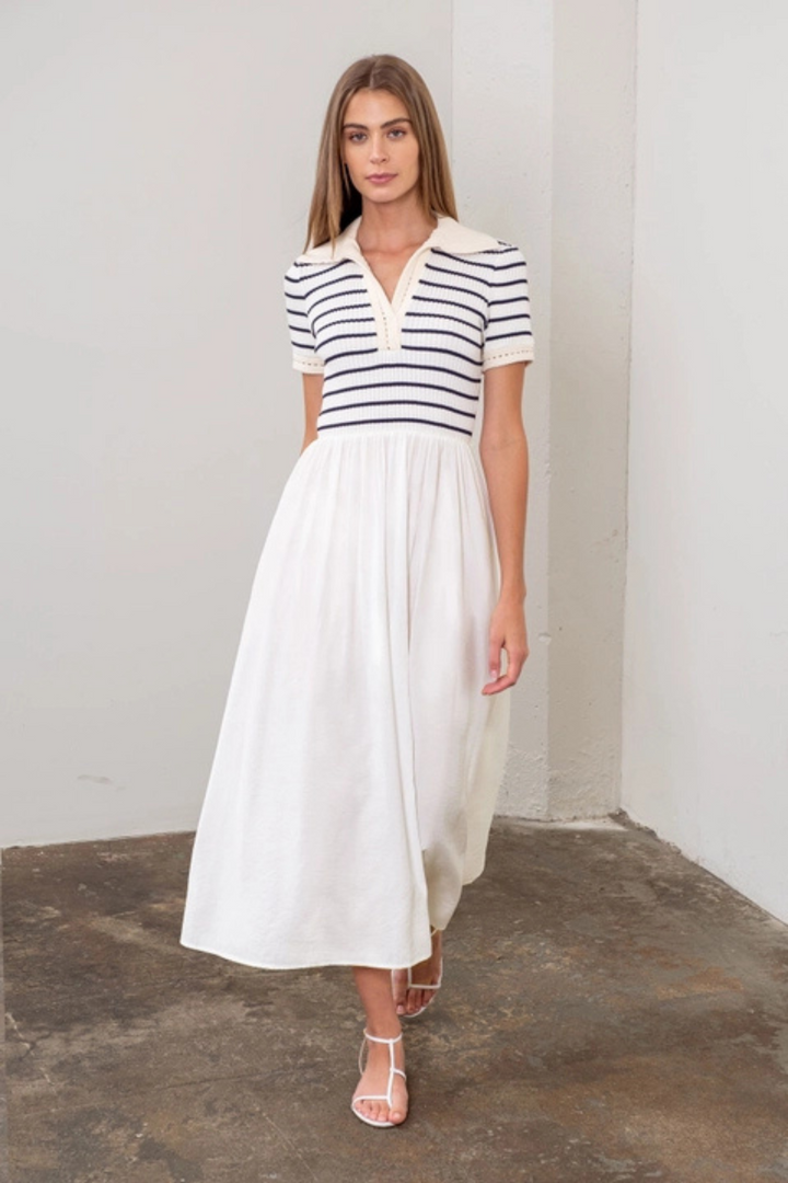 Ava Stripe Collar Midi Dress