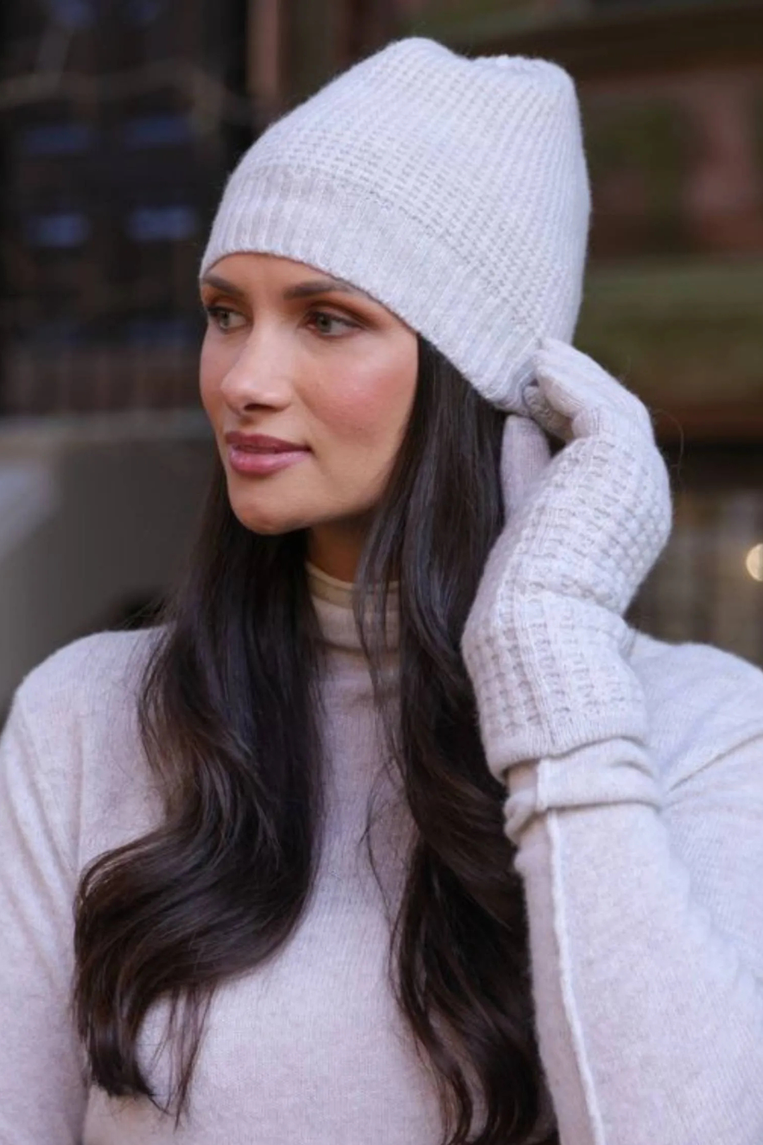 ALASHAN | Cashmere Waffle Hat- Latte