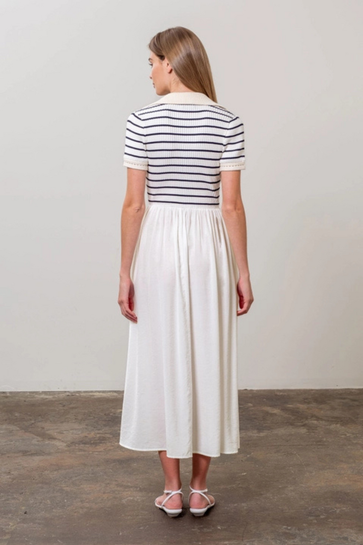 Ava Stripe Collar Midi Dress