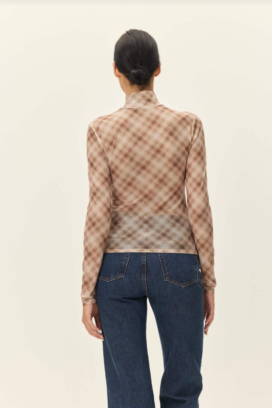 Elodie | Bourbon Turtleneck Mesh Top