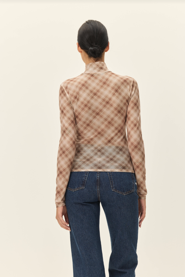 Elodie | Bourbon Turtleneck Mesh Top