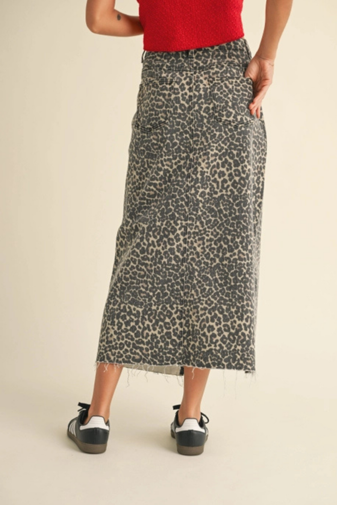 Leopard Slit Front Skirt
