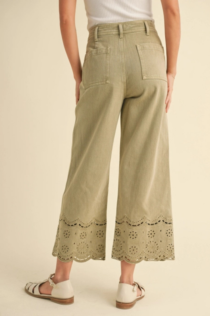 Olive Embroidered Pants