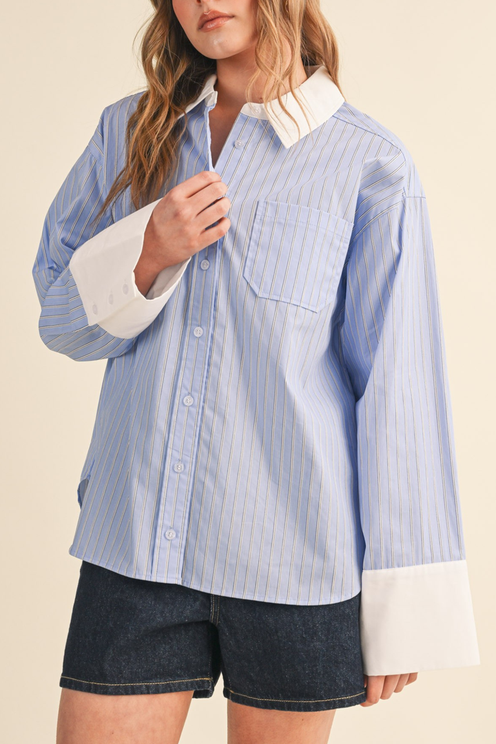 Contrast Over Size Shirt
