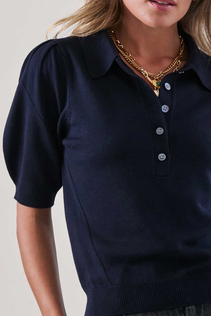 Kerri Polo Knit- Navy