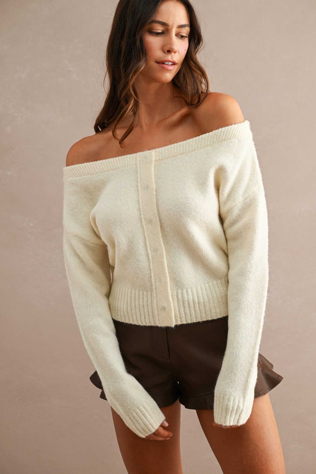 Off Shoulder Long Sleeves Sweater