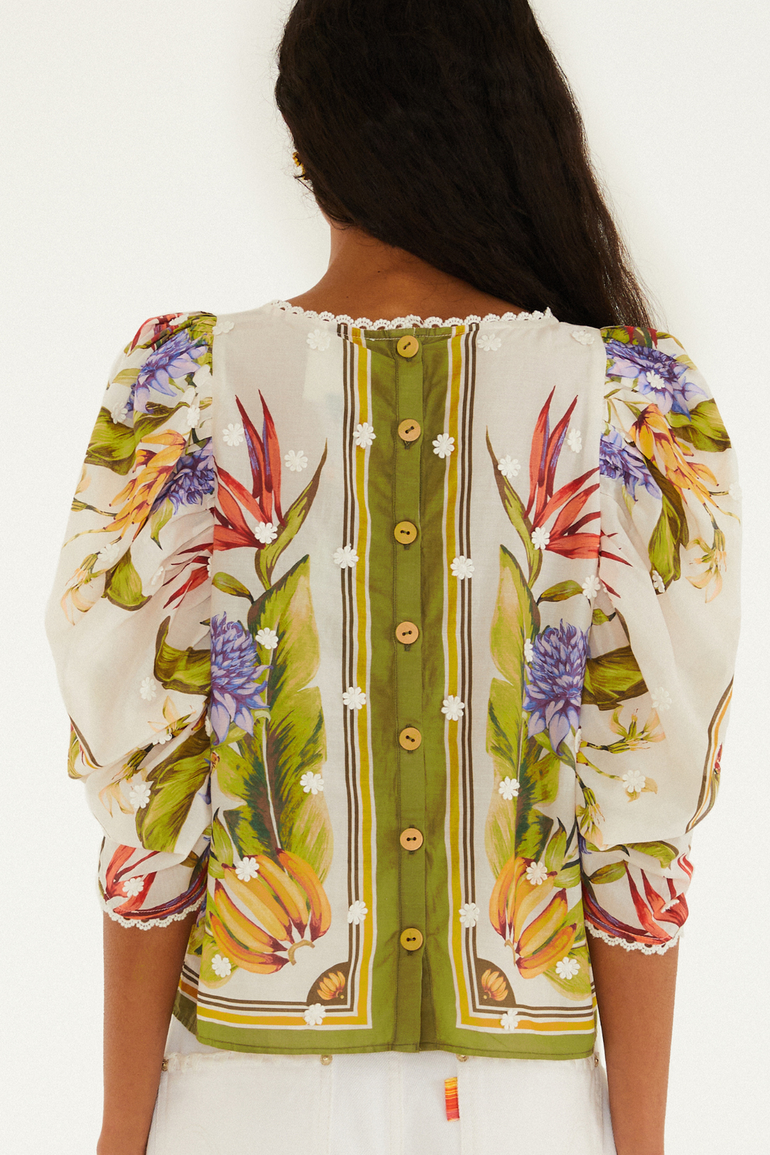 FARM RIO | TROPICAL SCARF GREEN BLOUSE