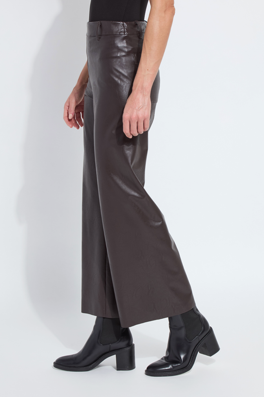 HW Vegan Leather Wide Leg- Espresso