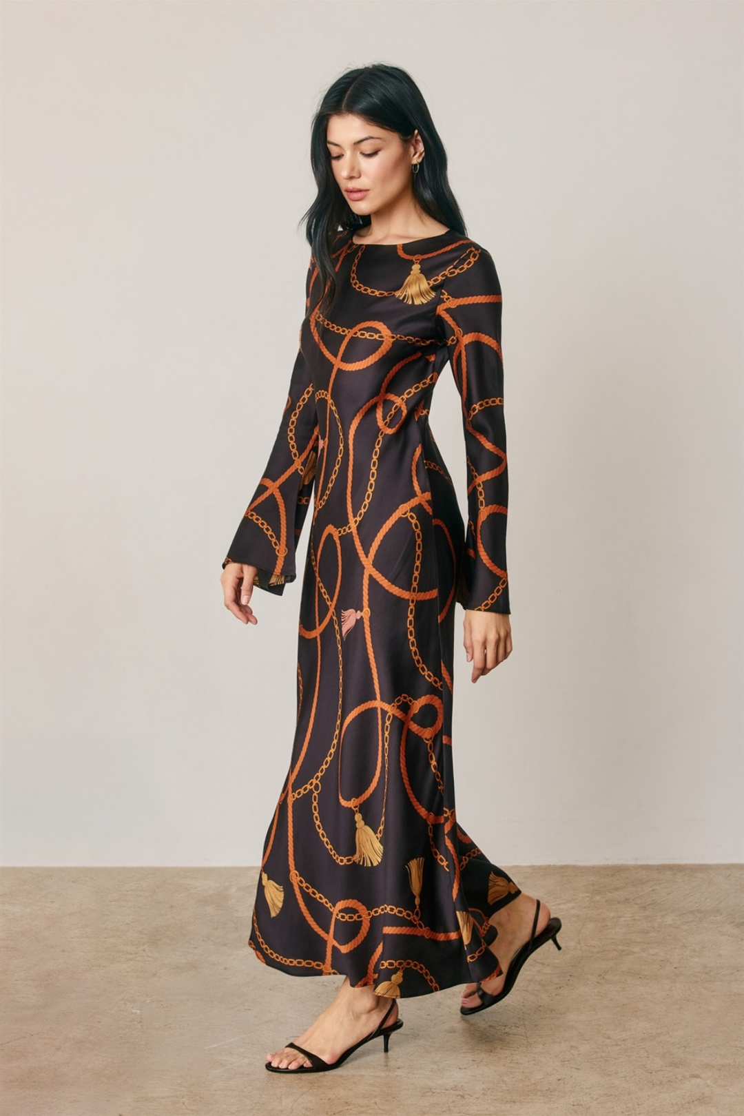 Satin Bell Sleeve Dress