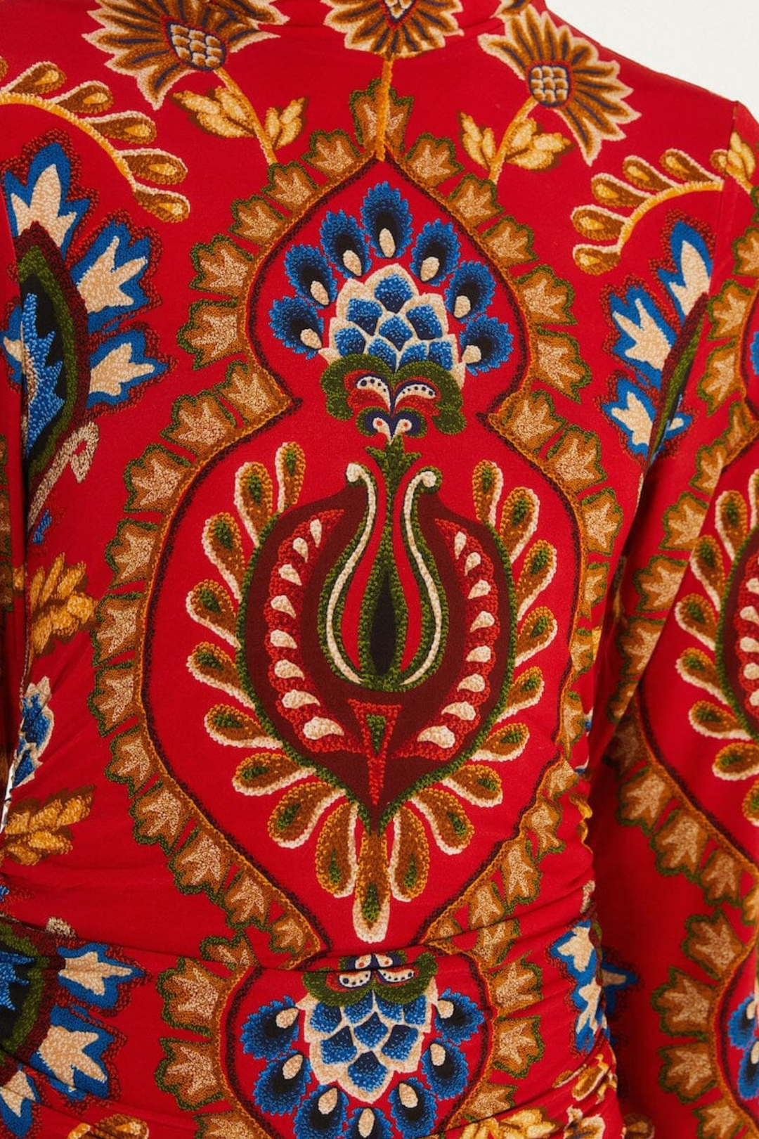 FARM RIO| FOLK TAPESTRY RED MINI DRESS