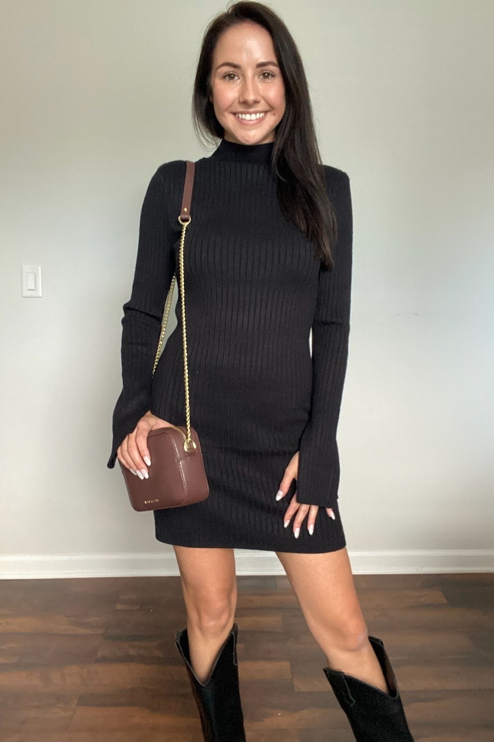 Liana Ribbed Sweater Mini Dress