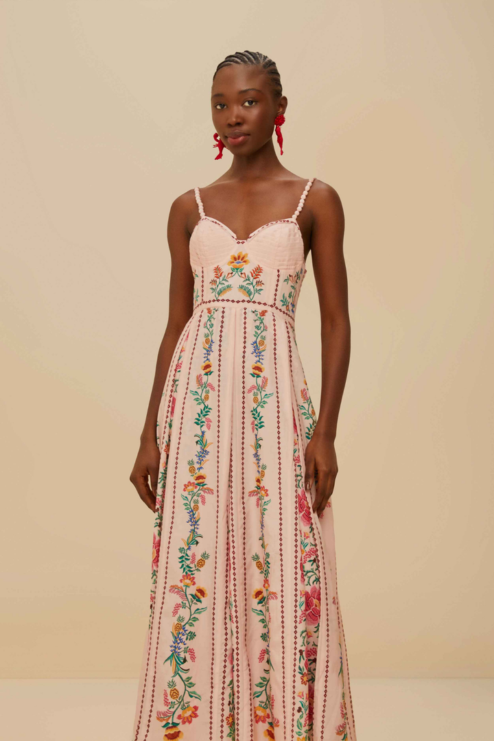 FARM RIO | DELICATE FOREST PINK MAXI DRESS