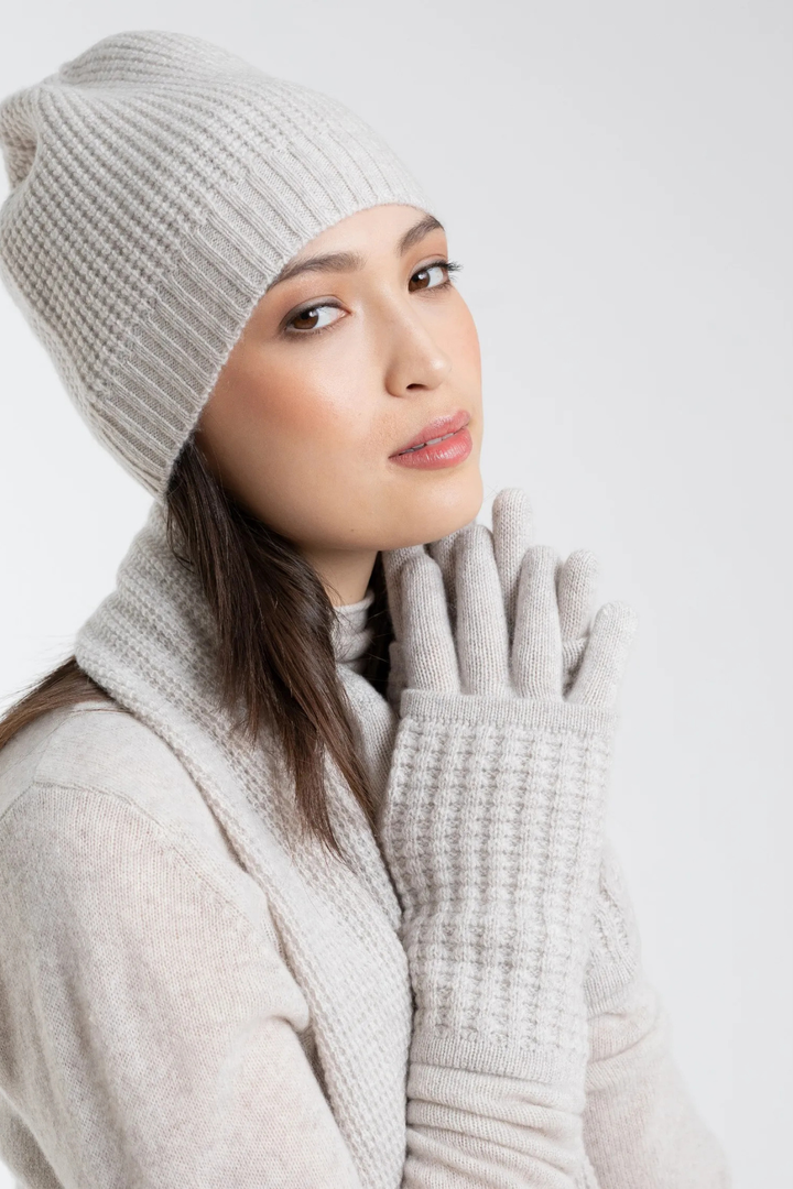 ALASHAN | Cashmere Waffle 3 in 1 Glove- Latte