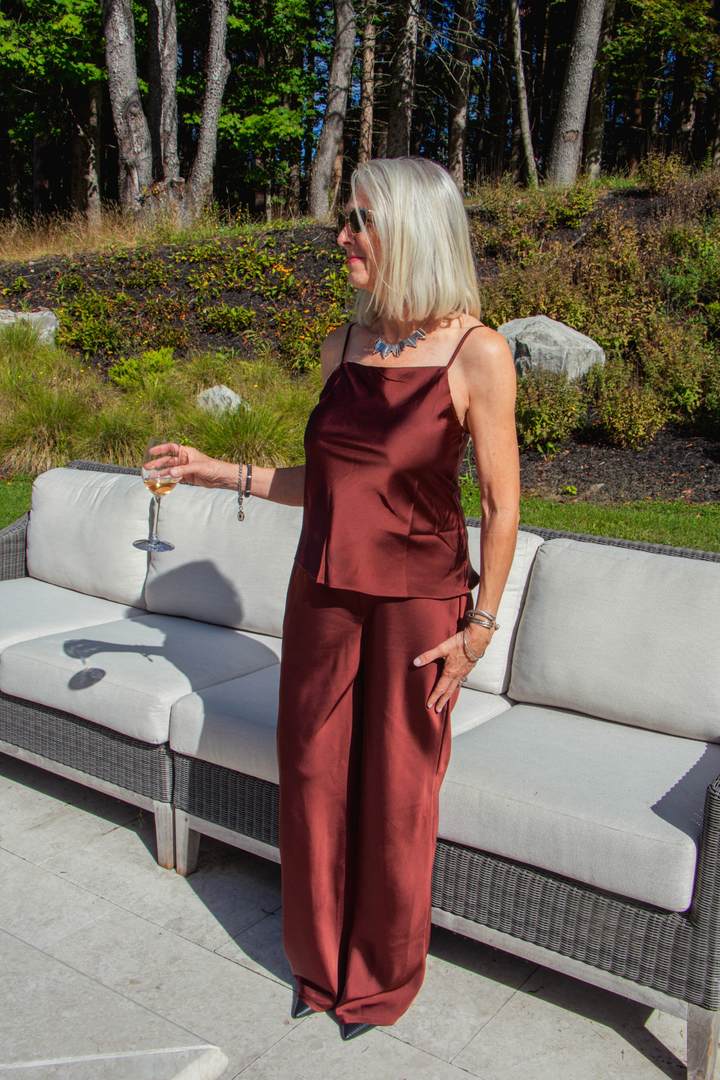 Satin Relaxed Straight Leg Pants